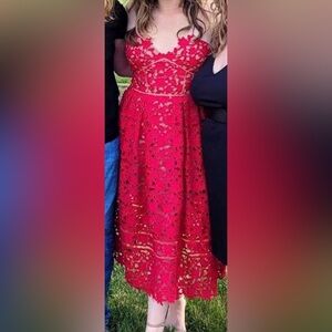 Self-Portrait Lace Pattern Midi Dress